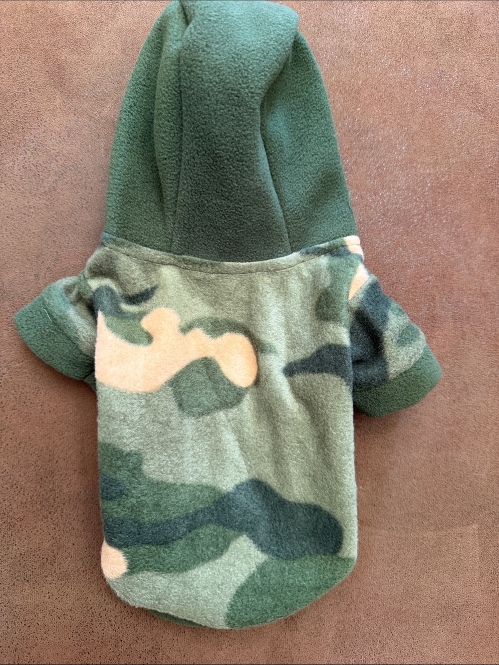 Dog Camo Fleece Hoodie - Green/Tan Size Small New